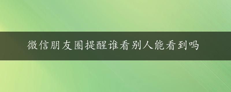 微信朋友圈提醒谁看别人能看到吗