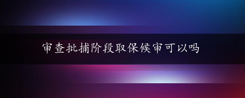 审查批捕阶段取保候审可以吗