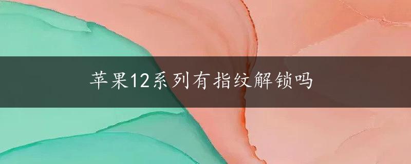 苹果12系列有指纹解锁吗