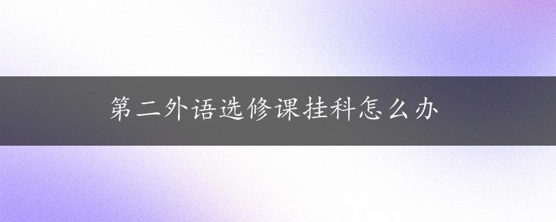 第二外语选修课挂科怎么办