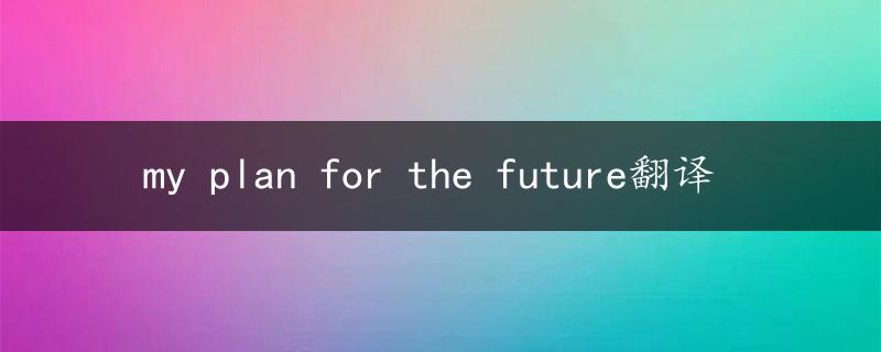 my plan for the future翻译