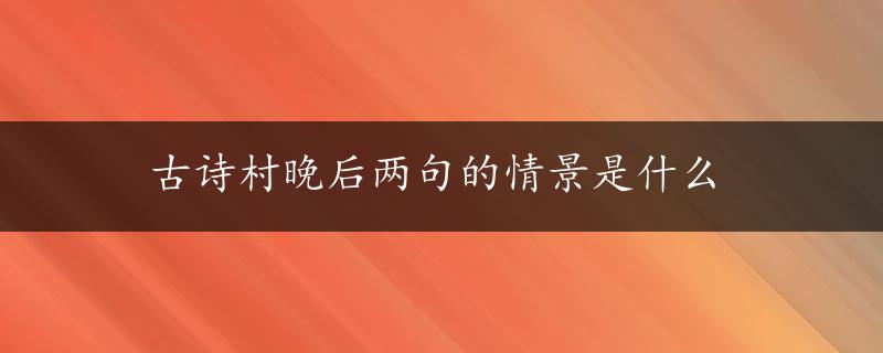 古诗村晚后两句的情景是什么