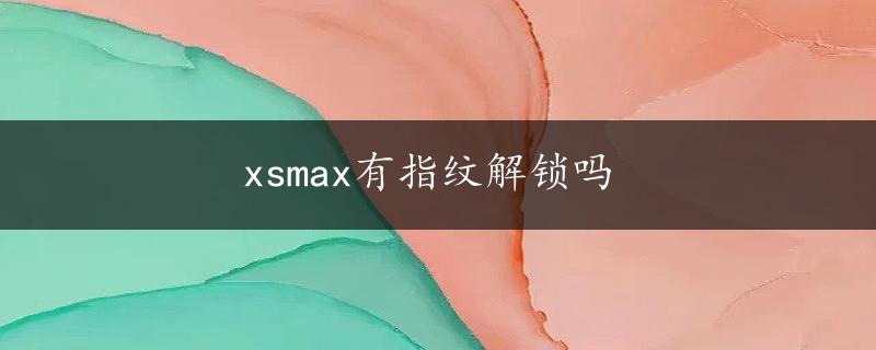 xsmax有指纹解锁吗