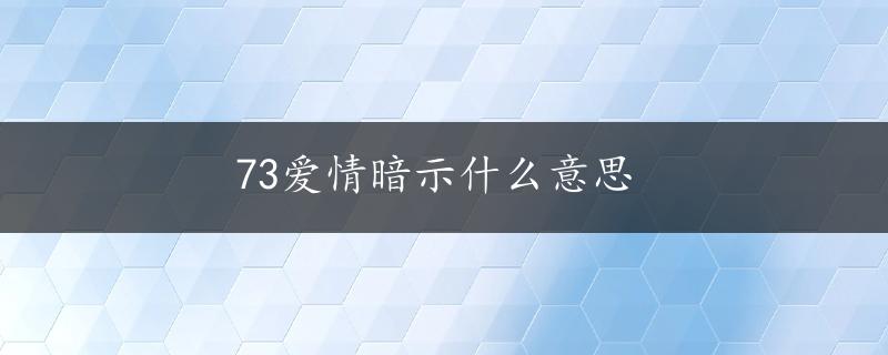 73爱情暗示什么意思