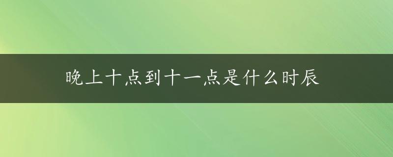 晚上十点到十一点是什么时辰