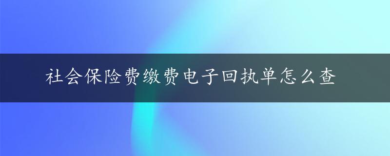 社会保险费缴费电子回执单怎么查