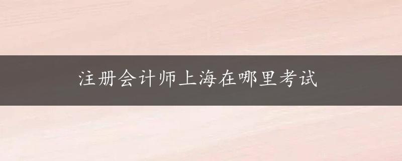 注册会计师上海在哪里考试