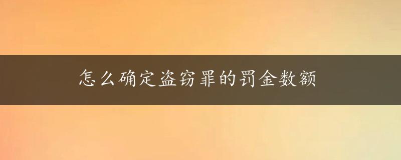 怎么确定盗窃罪的罚金数额