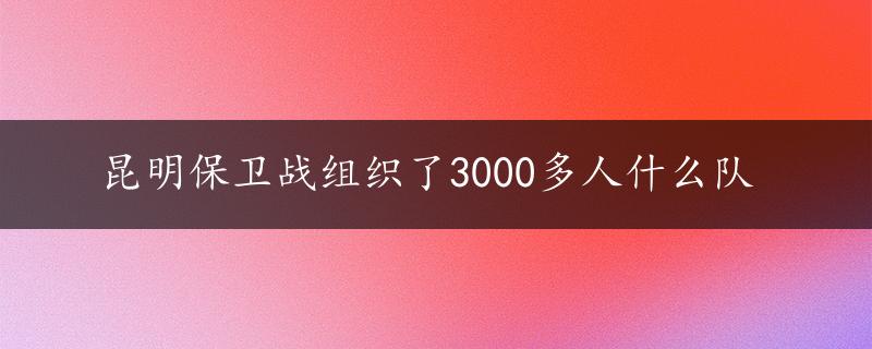 昆明保卫战组织了3000多人什么队