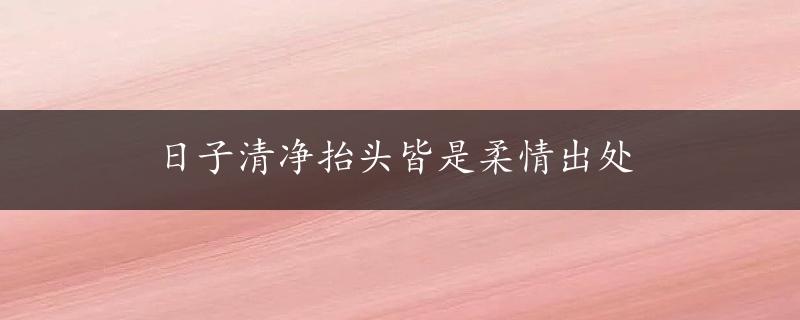 日子清净抬头皆是柔情出处