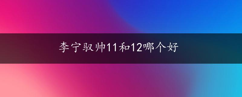 李宁驭帅11和12哪个好