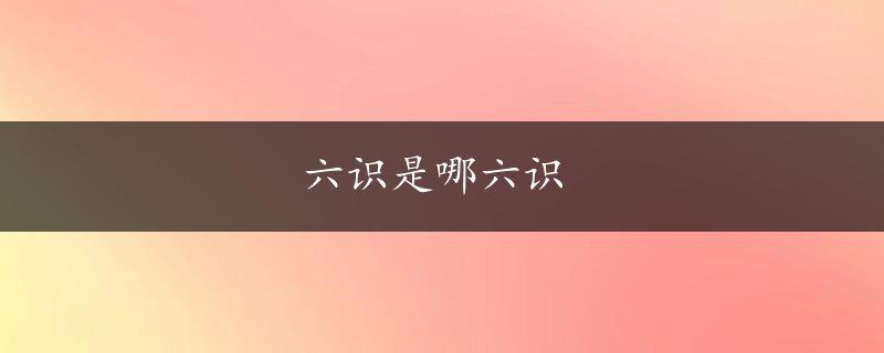 六识是哪六识