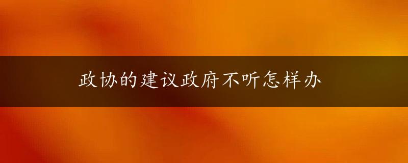 政协的建议政府不听怎样办