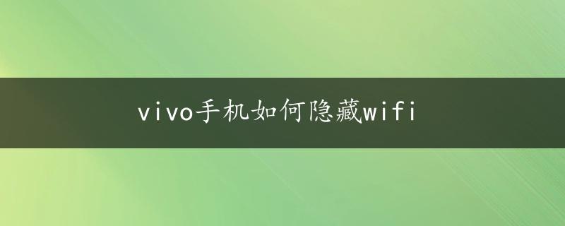 vivo手机如何隐藏wifi