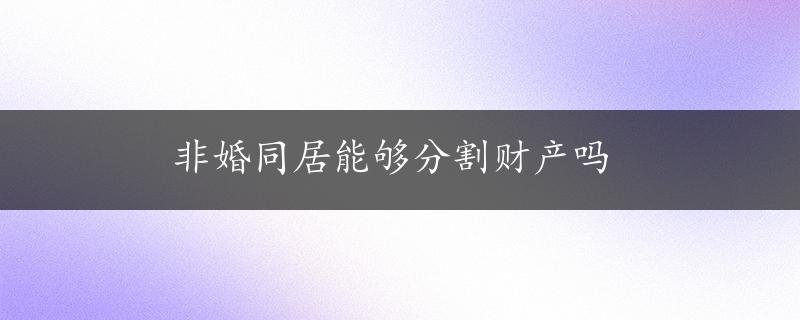 非婚同居能够分割财产吗