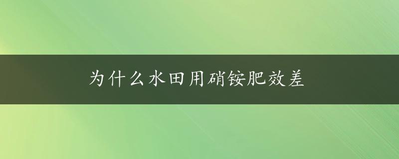 为什么水田用硝铵肥效差