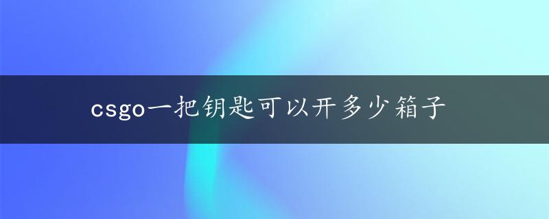 csgo一把钥匙可以开多少箱子