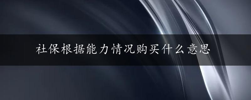 社保根据能力情况购买什么意思