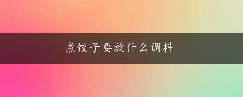 煮饺子要放什么调料