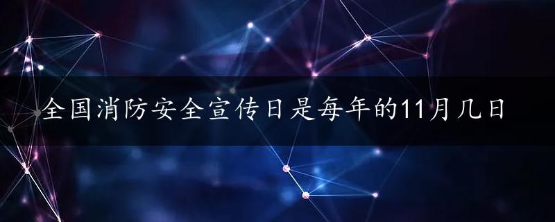 全国消防安全宣传日是每年的11月几日