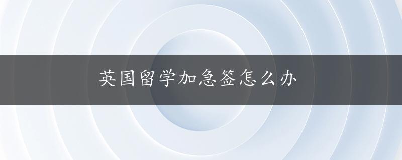 英国留学加急签怎么办