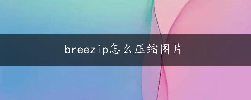 breezip怎么压缩图片