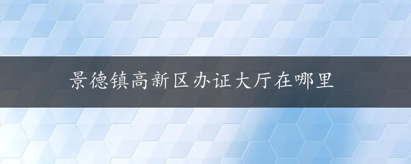 景德镇高新区办证大厅在哪里