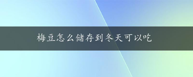 梅豆怎么储存到冬天可以吃