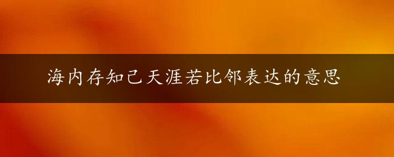 海内存知己天涯若比邻表达的意思