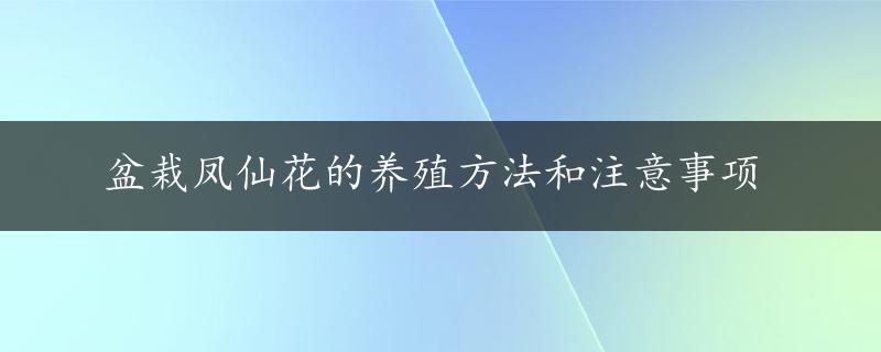 盆栽凤仙花的养殖方法和注意事项