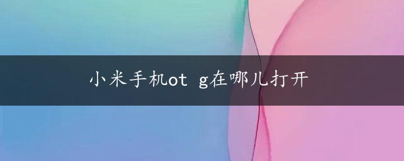 小米手机ot g在哪儿打开