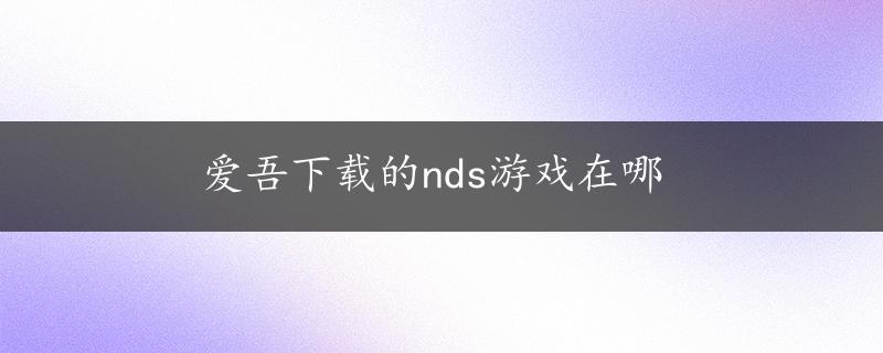 爱吾下载的nds游戏在哪