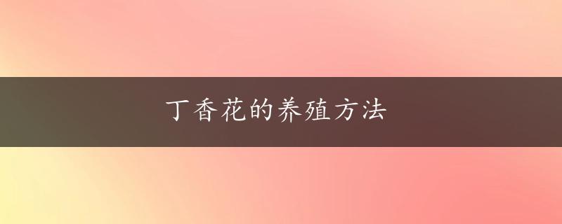 丁香花的养殖方法