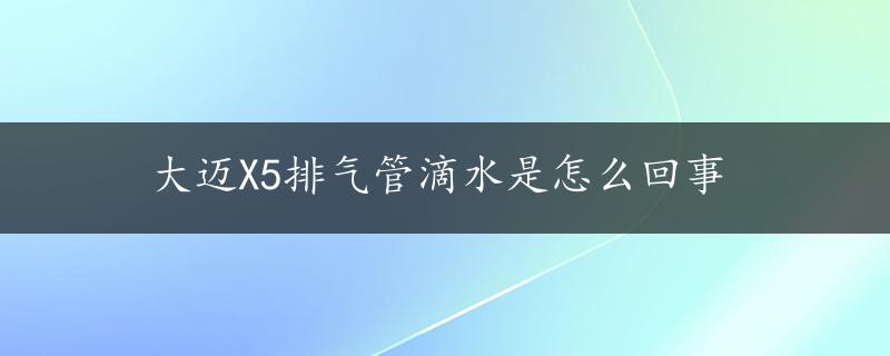 大迈X5排气管滴水是怎么回事