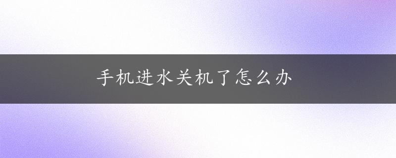 手机进水关机了怎么办