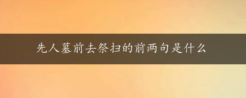 先人墓前去祭扫的前两句是什么