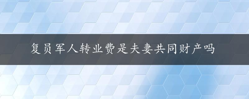 复员军人转业费是夫妻共同财产吗