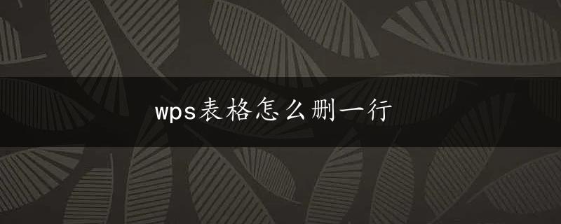 wps表格怎么删一行