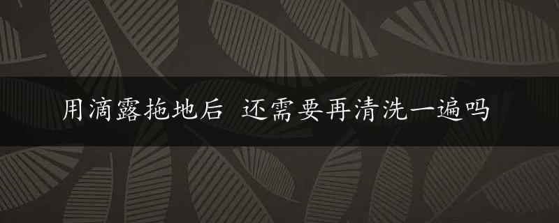 用滴露拖地后 还需要再清洗一遍吗