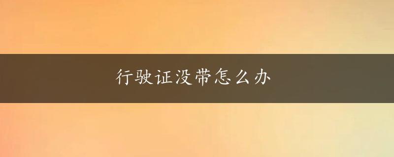 行驶证没带怎么办