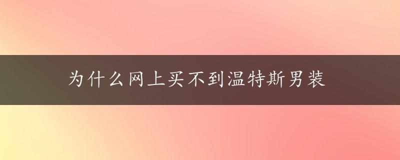 为什么网上买不到温特斯男装