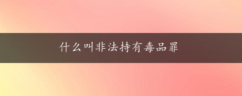 什么叫非法持有毒品罪