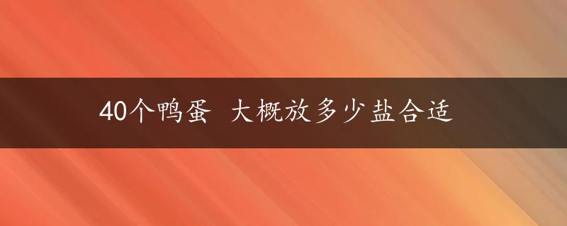 40个鸭蛋 大概放多少盐合适