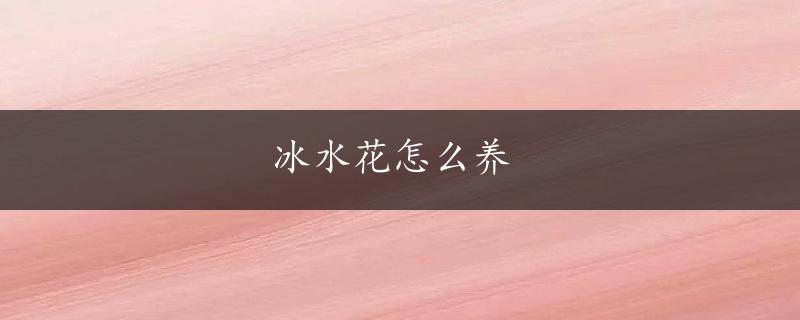 冰水花怎么养