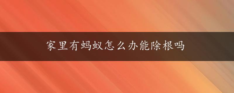 家里有蚂蚁怎么办能除根吗