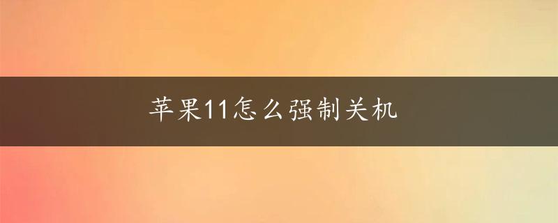 苹果11怎么强制关机