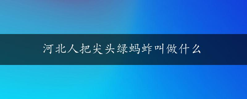 河北人把尖头绿蚂蚱叫做什么