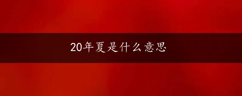 20年夏是什么意思