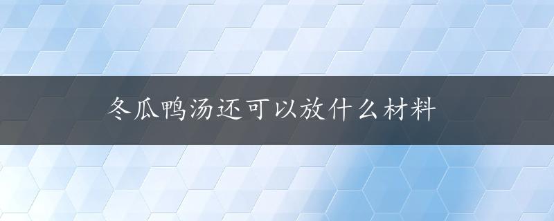 冬瓜鸭汤还可以放什么材料