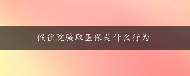 假住院骗取医保是什么行为